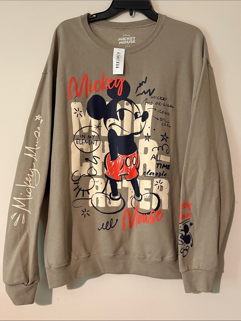 BOXLUNCH Disney Mickey Mouse Main Character Doodle Icons Women's Crewneck large